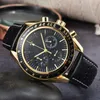 Domineering New Men Watch Automatic Mechanical Speed Racing Luminous Sapphire Stainless Steel Black Leather Sport Mens Watches