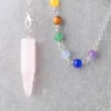 Wojiaer Natural Agate Crystal Quartz Pendant Bead Stone Switch Metal Ball Chain Dowsing Chakra Chakra Pendulum BN359
