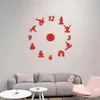 Väggklockor Creative Yoga 3D Clock Sticker Modern Design Silent Quartz Fashion Watches Mirror Diy Living Room Decorwallwall