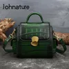 Kvällspåsar Johnatur 2022 sommar äkta läder kvinnor väska vintage alligator hasp natur cowhide handbag casual axel messenger