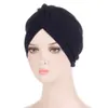 Nowe hijab chemo cancer czapki turbany kapelusze stałe kolorowe czapkę pokręcone włosy okładka nagłówek turbanowy dla kobiet