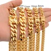 202 Hot Jewelry Men's Miami Cuban Chain Necklace 18k Stainls Steel Gold Cuba Hip-hop Men Boy Necklace