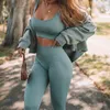 11 Colors Women Yoga Sets 2 Pcs Sexy Seamless Gym Workout Running Suits U Collar Sport Set Crop Top Bra Leggings 220330