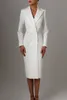 Simple blanc double poitrine de la mariée des robes de mariée Femme Blazer Femmes Long veste costumes dames longue longue