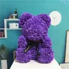 Alla hjärtans dag gåva skumrosa björn med låda PE Teddy Artificiell blomma för tjej Vänner Mother Wife Home Decor 40 cm 220425