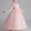 Filles robe de soirée mariage robe fleur robe princesse soirée été enfants maille manches robe Y220510