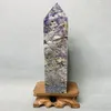 Dekorativa föremål Figurer 507g Sphalerite Geode Hexagonal Pagoda obelisk Purple Striped Gemstone Crystal and Stone Healing Witchcraft A