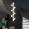 Chandeliers Modern Simple LED Chandelier Brazz Nordic Spiral Staircase Lighting Dining Room Bar Island Decor LightS Bedside Hanging LightCha