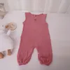 Verão meninos meninos garotas rumper algodão linho de linho mangas mangas romances macios macios macacões roupas infantil roupas infantis 220707