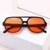 Солнцезащитные очки в стиле ретро с двойным мостом, квадратные женские трендовые винтажные брендовые дизайнерские оранжевые солнцезащитные очки, милые женские очки UV400Sunglasses