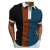 T-shirt de pólo de golfe de estampa de listagem de verão para homens Slim Fit Zipper Lapela Manga curta Casual Polos de encaixe casual Tshirts pls-88