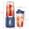 6 cuchillas exprimidor taza jugo de fruta USB carga exprimidor licuadora mezclador de alimentos trituradora de hielo máquina de plástico 220531