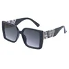 Lettre de luxe imprimer des lunettes de soleil Femmes Leopard Black Square UV400 SUN VERRES SORTIONS Brand de mode tendance Big Shades PC Frame8742221