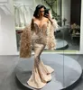 Abiti da festa Sevintage Glamorous Feathers Mermaid Paillettes Sera con scollo a V Dubai Women 2022 Abiti da ballo Celebrity Formal DressParty