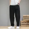 Erkek Pantolon Bahar Pamuk Keten Erkekler Elastik Bel Rahat Harem Pantolon Gevşek Sweatpants Geleneksel Çin Pantolon Pantalons Homme