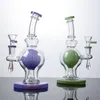 7 pouces narguilés 4 mm d'épaisseur verre bangs vert violet pommeau de douche percolateur huile dab rigs boule forme eau bang 14 mm joint femelle avec bol XL1971