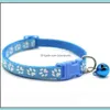 Cat 12Styles Dog Puppy Collar Breakaway Adjustable Cats Collars With Bell Bling Paw Charms Pet Decoration Drop Delivery 2021 Leashes Suppl