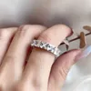 Vollständiger Princess-Schliff-Ring, luxuriöser Schmuck, echtes 925er-Sterlingsilber, Eheringe, weißes Quadrat, 5A-Zirkonia-Diamant, für Frauen, Brautring, Geschenk, Größe 5–10, mit Box