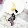 Keychains Creative Korea Velvet Flash Flamingo Keychain Ladies Bag Tassel Pendant Mini Animal Car PendantKeychains Emel22