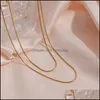 Cadenas Collares Colgantes Joyería 2021 Deslustre Clásico Doble Capa Herrying Hueso Cadena Collarfino Serpiente Collar Oro St Dhrbl