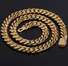 14k Gold Plated 12mm hip hop Cuban Necklace Chains polished round grinding encryption men's Necklace