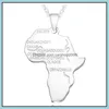 Подвесные ожерелья подвески ювелирные украшения хип -хоп африка на карту ожерелье мужчины из розового золота черное надпись