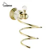 Bath Accessory Set Polished Gold Bathroom Accessories White Crystal Decoration Hardware Solid Brass Double Towel Ring HolderBath