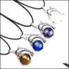 Arts And Crafts 22X30Mm Natural Stone Pendant Crystal Necklace Dolphin Shape Round Amethyst Blur Quartz Chakra Healing Jewe Sports2010 Dhvsx