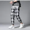 Men's Pants Ankle-Length Plaid Harem Men Clothing Joggers Trousers Japanese Fashion Grey Sweatpants M-3XL 2022Men's Drak22