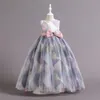 Lange Prinzessin Aschenputtel-Blumenmädchenkleider für die Hochzeit, Ballkleid, bodenlanges Ballkleid, blaue Kinder-Festzug-Kleider, neuestes Design nach Maß