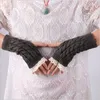 Five Fingers Gloves Lace Lengthen Wristband Knitted Half Finger Wrist Winter Women's Warm Arm Material Acrylic 9 ColorsFive