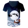 Inverno Natal Homem Animal Camiseta 3D Impresso Lua e Elk Harajuku Vendendo 6XL Mens Com Capuz Tshirt 220623