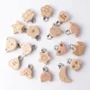 Trä Pacifier Clip Natural Beech Wood Baby Pacifier Hållare Dummy Clips DIY Teether Nipple Chain Accessory