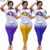 CM.YAYA Sport Dames Set Lippen Print T -shirt Top gradiënt jogger broekpak Active Wear Tracksuit Tweedelig fitness Outfits 220509