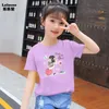 T-shirt Bambini Cartoon Flower Girl Stampa Kids Baby Top T-shirt a maniche corte T-shirt in cotone violaT-shirt