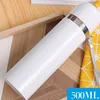 Blank Sublimation Vacuum Water Bottles 350ml 500ml Stainless Steel White Coated DIY Heat Transfer Printing Thermos