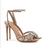 Naam merk Vrouw schoenen Gladiator ontwerpt Sandalen Schoenen Strappy Design Tequila Sandaal Crystal Embellishments Bridal Wedding Party Lady High Heels 35-43