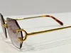 Designer zonnebril voor vrouwen mannen zeshoek diamant gesneden lens rimless unisex mode luipaard zonnebril metaal rijden vakantie luxe b203w