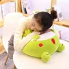 CM Emotional Green Frog Cuddle Down Cotton Stuffed Squishy Animal Functional Pillow Flannel Filt Hands Warm Gift J220704