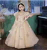 Lovey Holy Lace Princess Flower Girl Abiti da ballo Abiti da prima comunione per ragazze Abiti da spettacolo per bambini senza maniche in tulle con perline