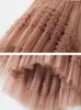 Tigena 3 слои многоуровневые TUTU Tulle юбка женщин корейская мода красивая сплошная нерегулярная короткая передняя длинная задняя сетка женская 220322