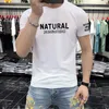 Kurzarm-Herren-T-Shirts aus reiner Baumwolle, koreanische Mode, lässig, Briefdruck, schlanke männliche T-Shirts, 2022, neuer Trend, junge Sommermode im mittleren Alter, mehrfarbige Top-Kleidung, M-4XL