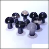 Stone 2Cm Black Agate Carved Mini Mushroom Onyx Crystal Healing Reiki Mineral Statue Ornament Home Decor Gift Wholesale Dhseller2010 Dhp2F