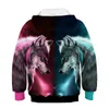 Hoodies & Sweatshirts Boys Girls Wolf Patterning Autumn Winter Teen Kids 220823