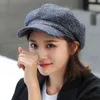 2021 New Artist Beret Hat For Women Female Winter Fashion Plaid Wool Thick Berets Painter Octagonal Hats Caps J220722