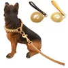 Rostfritt stål husdjur kedja hund kopplar läder handtag bärbara koppel rep remmar valp hund katt träning slip krage leveranser1278d