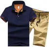 Homme polo set 95 coton d'été blanc gris marine noir qualité mâle de qualité courte manche du genou hommes mâles poloshirts shorts 220314830476