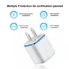 5V 2.1 + 1A Double USB AC Travel US Wall Charger EU Plug Двойное зарядное устройство для смартфона Адаптер питания Пномпень Покрытие Зарядка