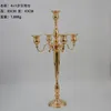 Gold Arm Shiny Metal Candelabra Chandelier with Hanging Crystals Votive Candle Holder Wedding Centerpiece