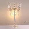 Party Decoration Acrylic Candle Holders 5-Arms Candelabras With Crystal Pendants 77 cm h￶jd Elegant br￶llopscentrum av Sea GCB14649